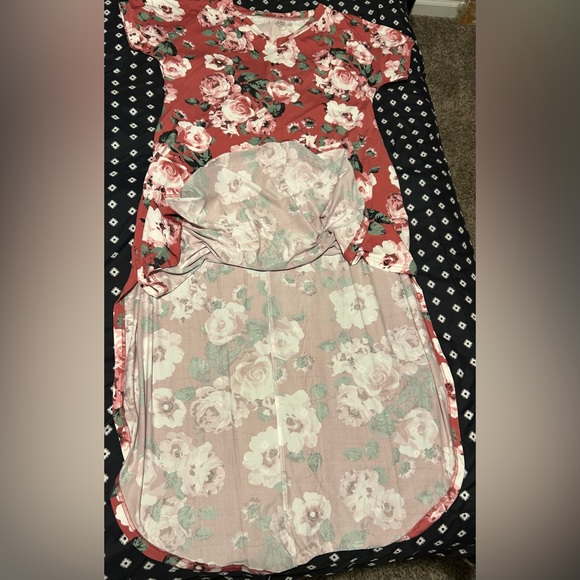 Tickled Teal Pink Floral Dress w/ pockets- size l - Picture 4 of 9